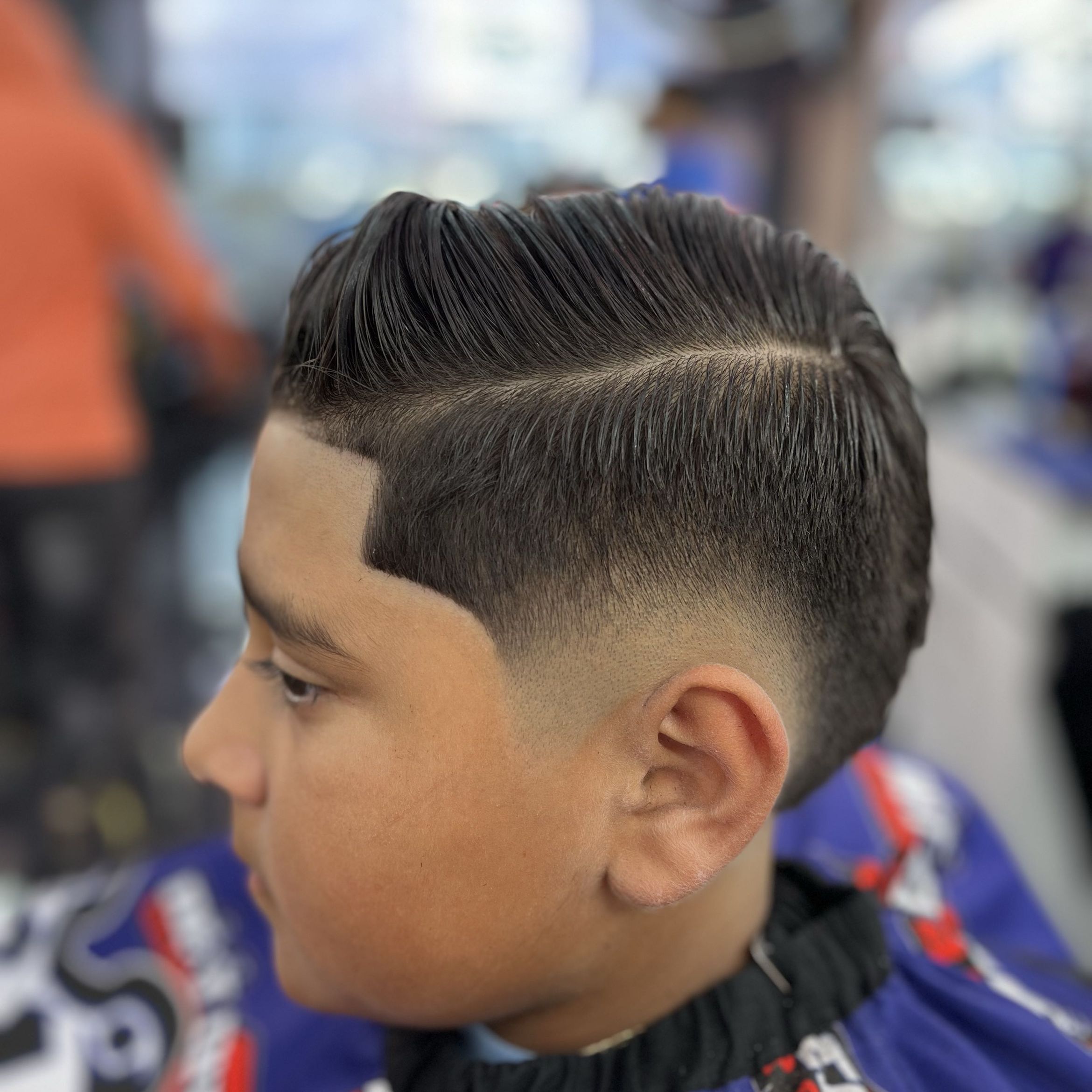 Kid's comb-over with precision line-up